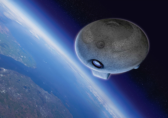 the twenty mile high sky pod made from EPS expanded polystyrene gives view of life on Earth from edge of space